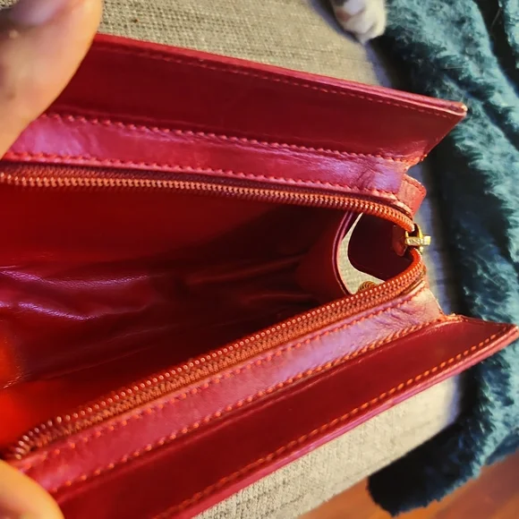 Loewe Red Leather Mini Clutch w/Gold Logo Branded Zipper Pull Charm Clutches & Wristlets